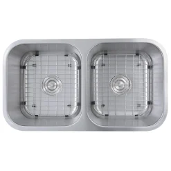 Nantucket Sinks 32.5" Double Bowl Equal Undermount Stainless Steel Kitchen Sink, 16 Gauge