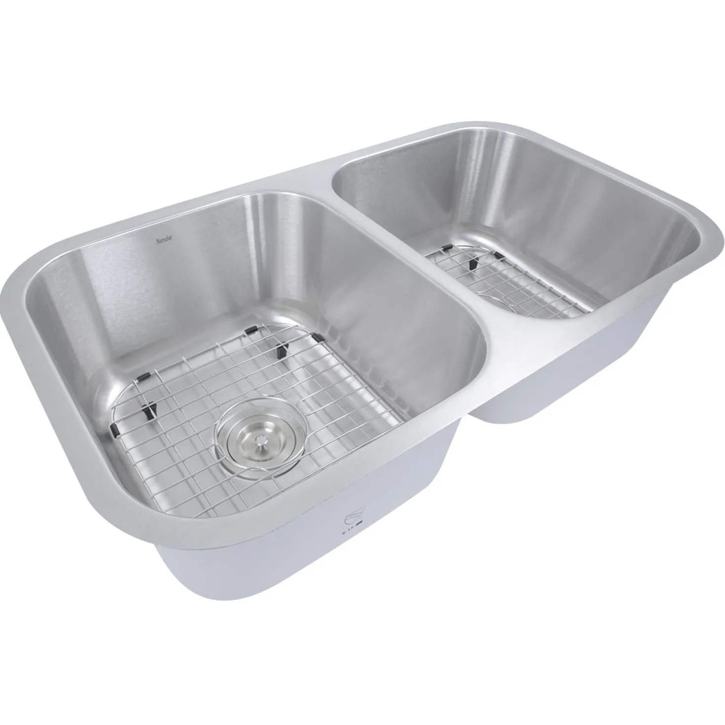Nantucket Sinks 32.5" Double Bowl Equal Undermount Stainless Steel Kitchen Sink, 16 Gauge