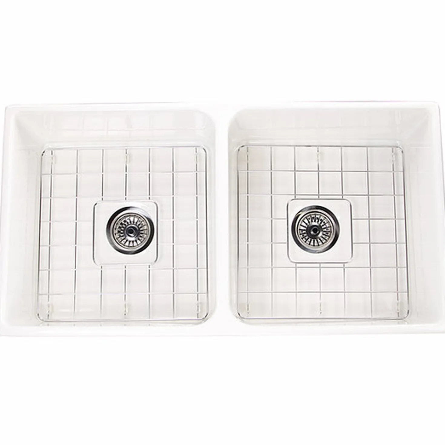 Nantucket Sinks 36" Double Bowl Farmhouse Fireclay Sink with Drains and Grids