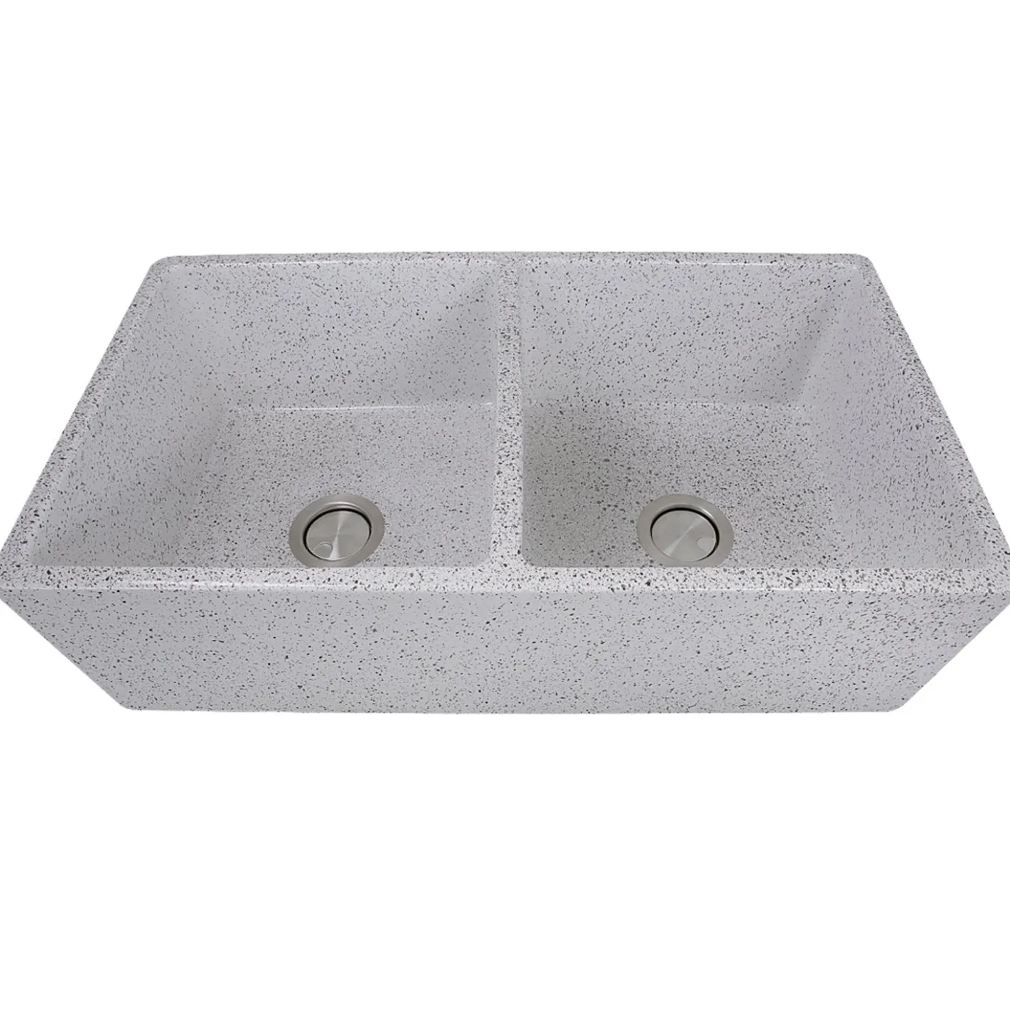 Nantucket Sinks Double Bowl Farmhouse Fireclay Sink with Pietra Sarda Finish