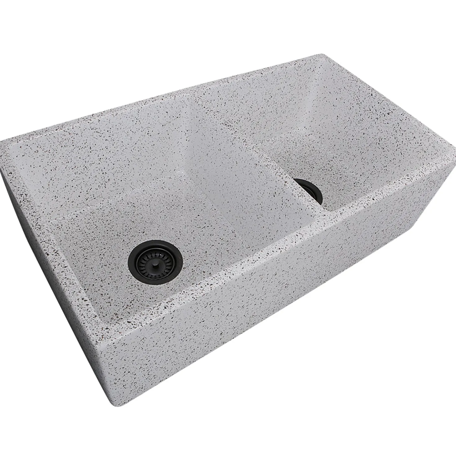Nantucket Sinks Double Bowl Farmhouse Fireclay Sink with Pietra Sarda Finish