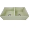 Nantucket Sinks Double Bowl Farmhouse Fireclay Sink with Shabby Green Finish