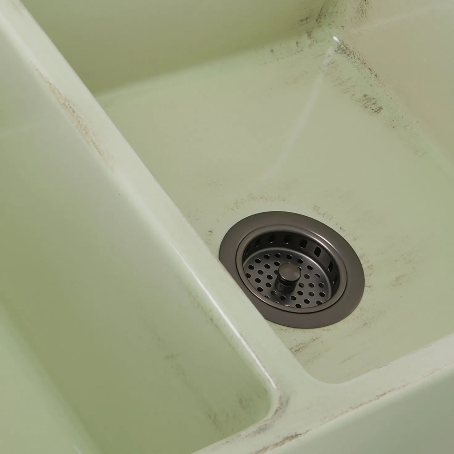 Nantucket Sinks Double Bowl Farmhouse Fireclay Sink with Shabby Green Finish
