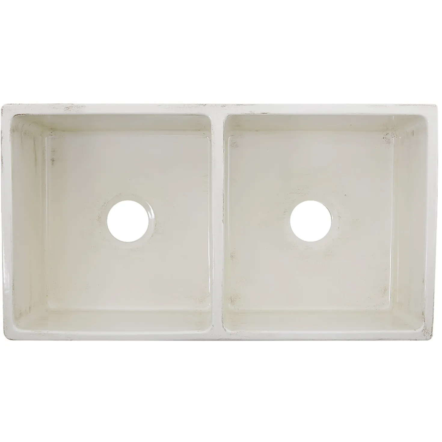 Nantucket Sinks Double Bowl Farmhouse Fireclay Sink with Shabby Straw Finish