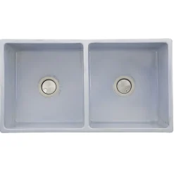 Nantucket Sinks Double Bowl Farmhouse Fireclay Sink with Shabby Sugar Finish