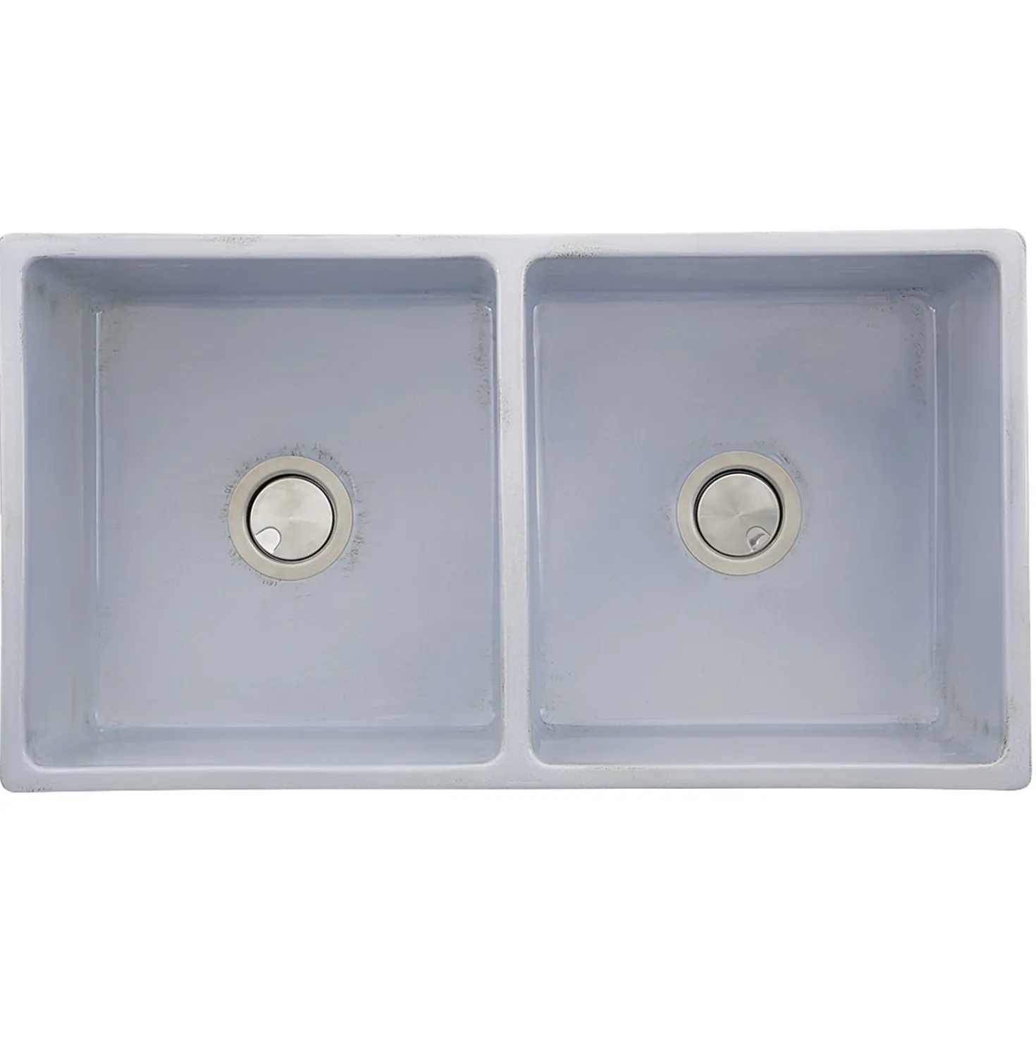 Nantucket Sinks Double Bowl Farmhouse Fireclay Sink with Shabby Sugar Finish