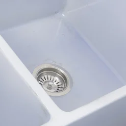 Nantucket Sinks Double Bowl Farmhouse Fireclay Sink with Shabby Sugar Finish
