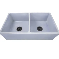 Nantucket Sinks Double Bowl Farmhouse Fireclay Sink with Shabby Sugar Finish