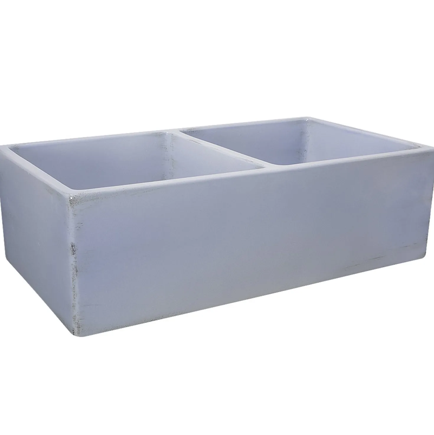 Nantucket Sinks Double Bowl Farmhouse Fireclay Sink with Shabby Sugar Finish