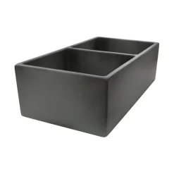 Nantucket Sinks Double Bowl Farmhouse Fireclay Sink with Concrete Finish