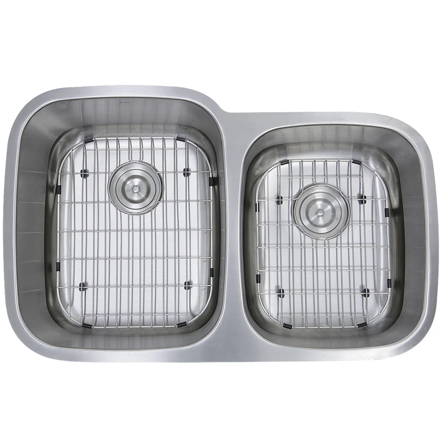 Nantucket Sinks 60/40 Double Bowl 16 Gauge Kitchen Sink with Cutting Board, Grids and Colander Drains