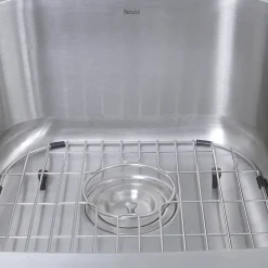 Nantucket Sinks 60/40 Double Bowl 16 Gauge Kitchen Sink with Cutting Board, Grids and Colander Drains