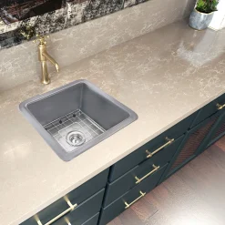 Nantucket Sinks 18" Dual-Mount Fireclay Kitchen Sink Prep Sink in Grey