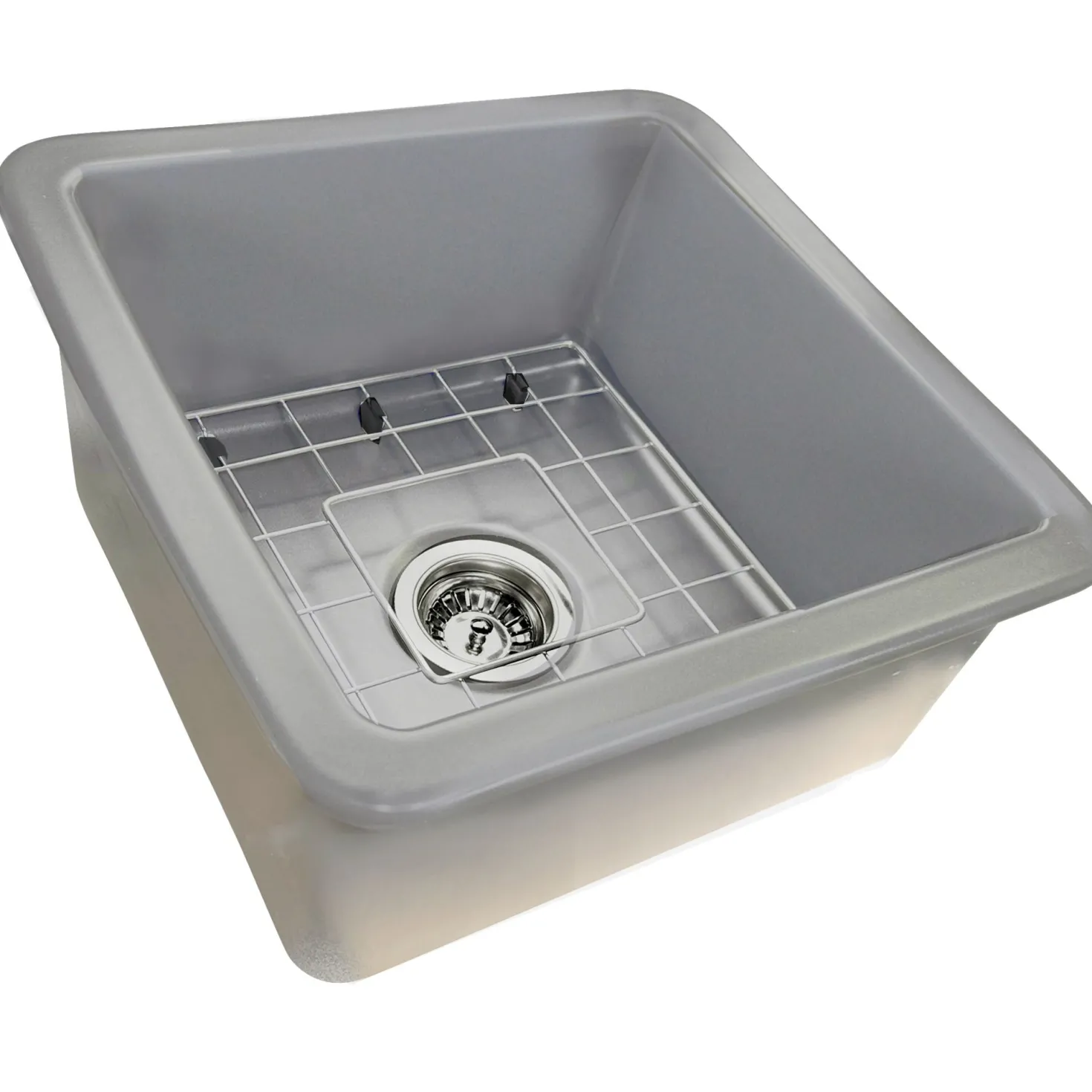 Nantucket Sinks 18" Dual-Mount Fireclay Kitchen Sink Prep Sink in Grey
