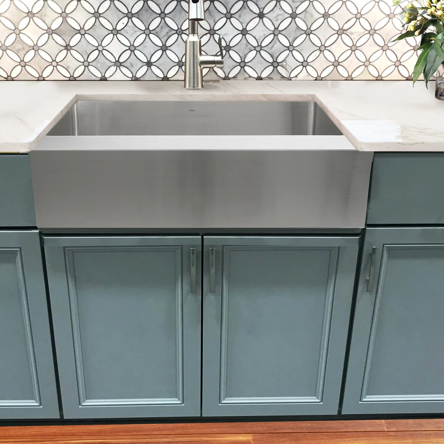 Nantucket Sinks EZApron33-9 RetroFit Single Bowl Undermount Stainless Steel Kitchen Sink with 9" Apron Front