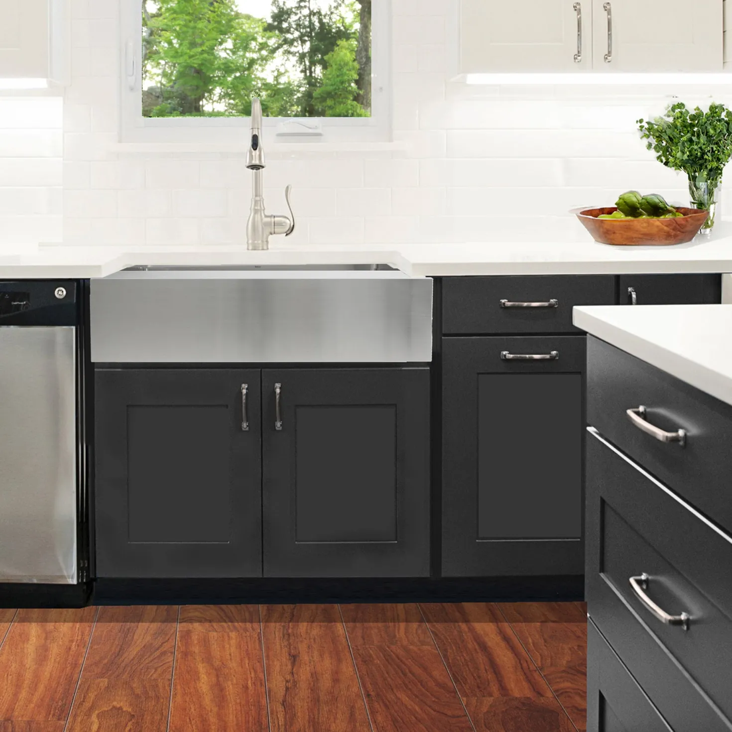 Nantucket Sinks EZApron33-9 RetroFit Single Bowl Undermount Stainless Steel Kitchen Sink with 9" Apron Front