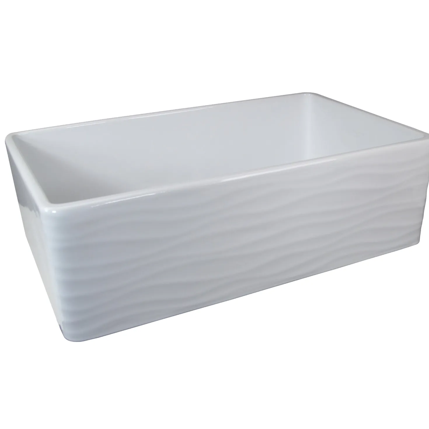 Nantucket Sinks 33" Farmhouse Fireclay Sink with Waves Apron