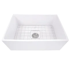 Nantucket Sinks 27" Farmhouse Fireclay Sink with Drain and Grid