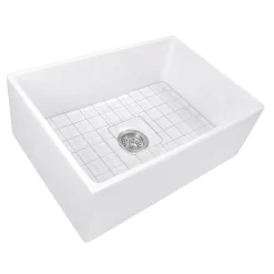 Nantucket Sinks 27" Farmhouse Fireclay Sink with Drain and Grid