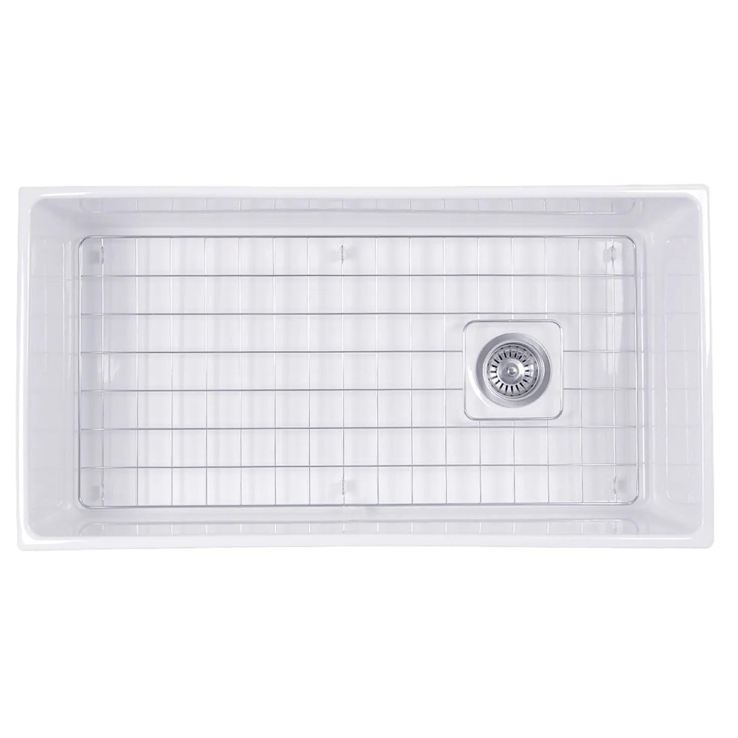 Nantucket Sinks 36" Farmhouse Fireclay Sink with Offset Drain and Grid