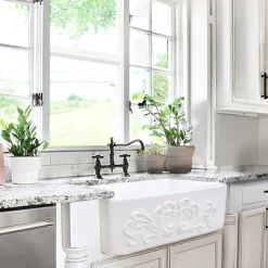 Nantucket Sinks 30" Farmhouse Fireclay Sink with Filigree Apron