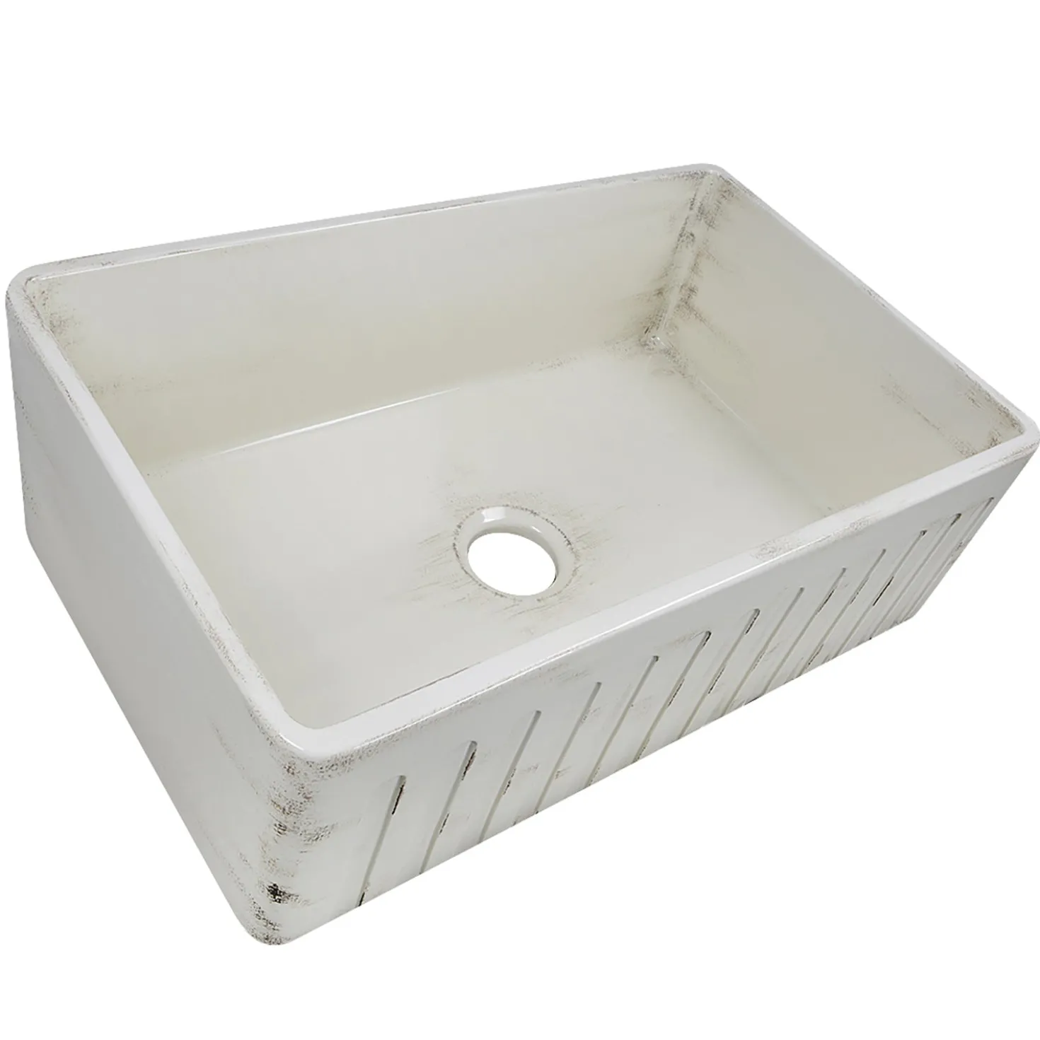 Nantucket Sinks 30" Farmhouse Fireclay Sink with Shabby Straw Finish