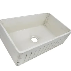 Nantucket Sinks 33" Farmhouse Fireclay Sink with Shabby Straw Finish