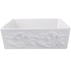 Nantucket Sinks 30" Farmhouse Fireclay Sink with Grapes Apron