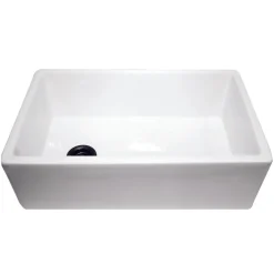 Nantucket Sinks 30" Fireclay Farmhouse Sink Offset Drain with Grid