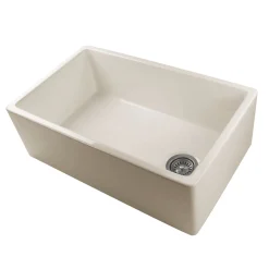 Nantucket Sinks 30" Fireclay Farmhouse Sink Offset Drain with Grid