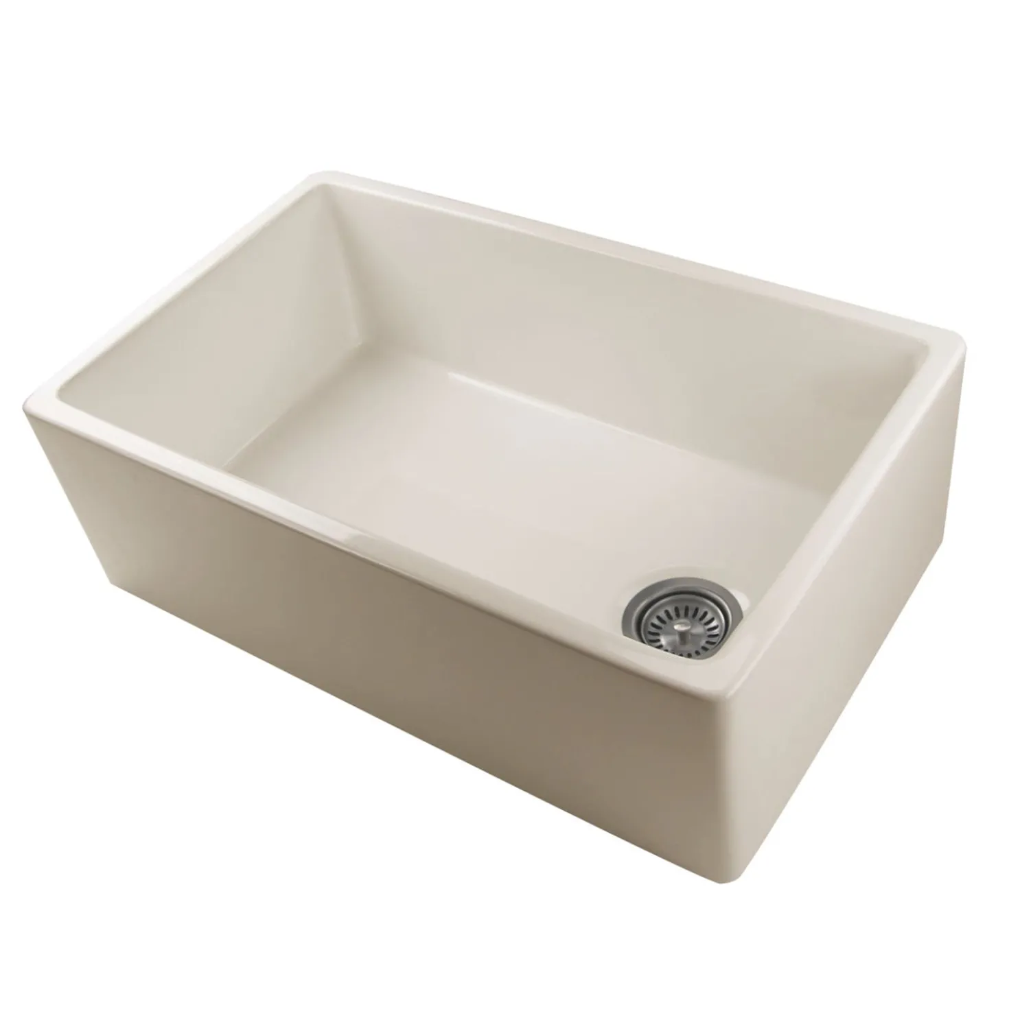 Nantucket Sinks 30" Fireclay Farmhouse Sink Offset Drain with Grid