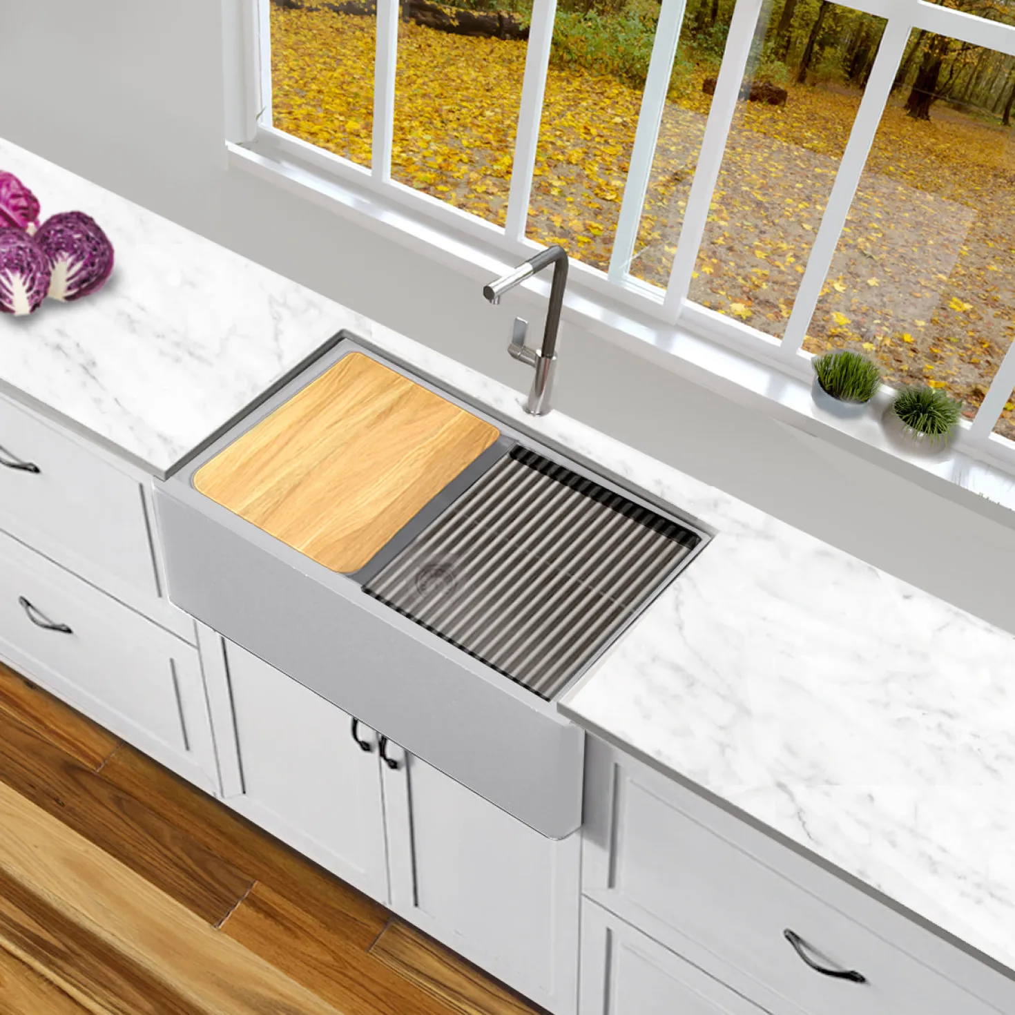 Nantucket Sinks 30" Granite Composite Workstation Apron Sink