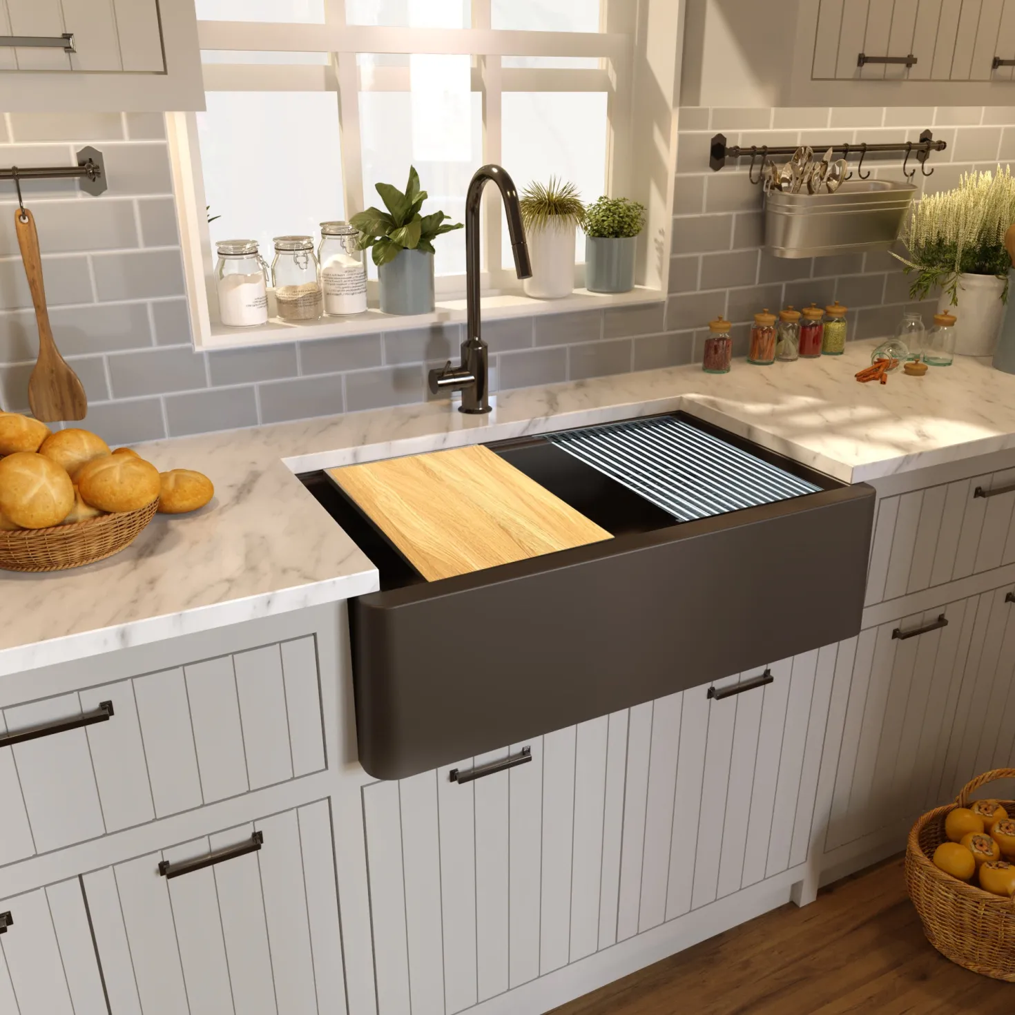 Nantucket Sinks 33" Granite Composite Workstation Apron Sink