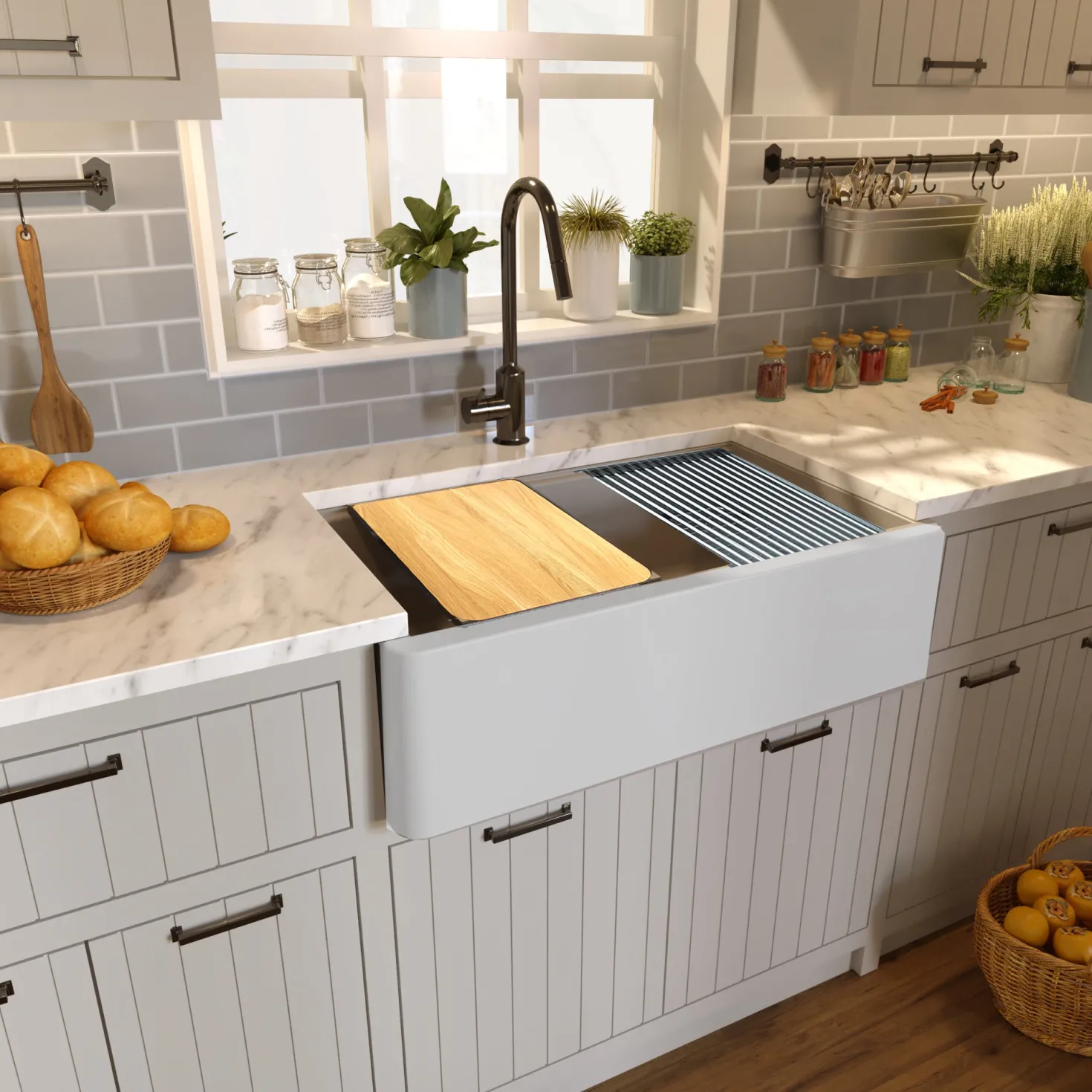 Nantucket Sinks 33" Granite Composite Workstation Apron Sink