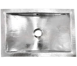 Nantucket Sinks Hammered Stainless Steel Rectangle Undermount Bathroom Sink with Overflow