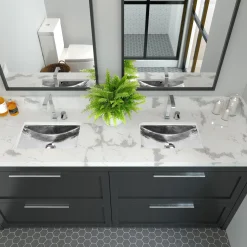 Nantucket Sinks Hammered Stainless Steel Rectangle Undermount Bathroom Sink with Overflow
