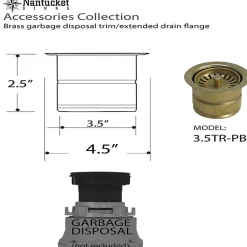 Nantucket Sinks 3.5-Inch Extended Flange Disposal Kitchen Drain