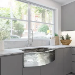 Nantucket Sinks 33 Inch Hammered Farmhouse Stainless Steel Sink
