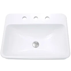 Nantucket Sinks 23-Inch 3-Hole Rectangular Drop-In Ceramic Vanity Sink DI-2317-R8