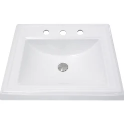 Nantucket Sinks 23-Inch Rectangular Drop-In Ceramic Vanity Sink for 8