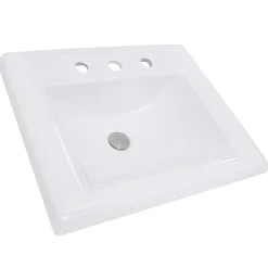 Nantucket Sinks 23-Inch Rectangular Drop-In Ceramic Vanity Sink for 8