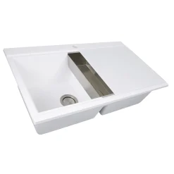 Nantucket Sinks Large Double Bowl Prep Station Topmount Granite Composite White