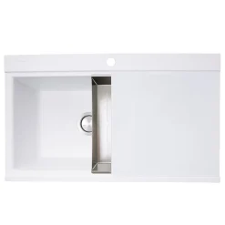 Nantucket Sinks Large Double Bowl Prep Station Topmount Granite Composite White