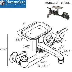 Nantucket Sinks Matte Black Wall Mount Utility Faucet with Soap Dish