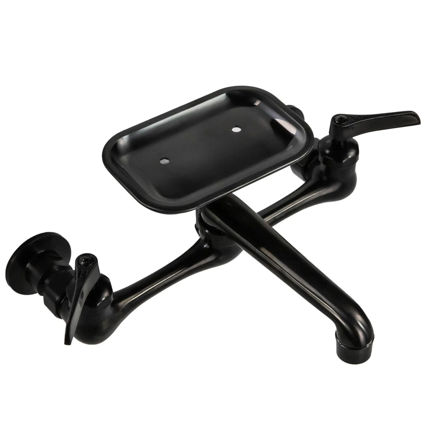 Nantucket Sinks Matte Black Wall Mount Utility Faucet with Soap Dish