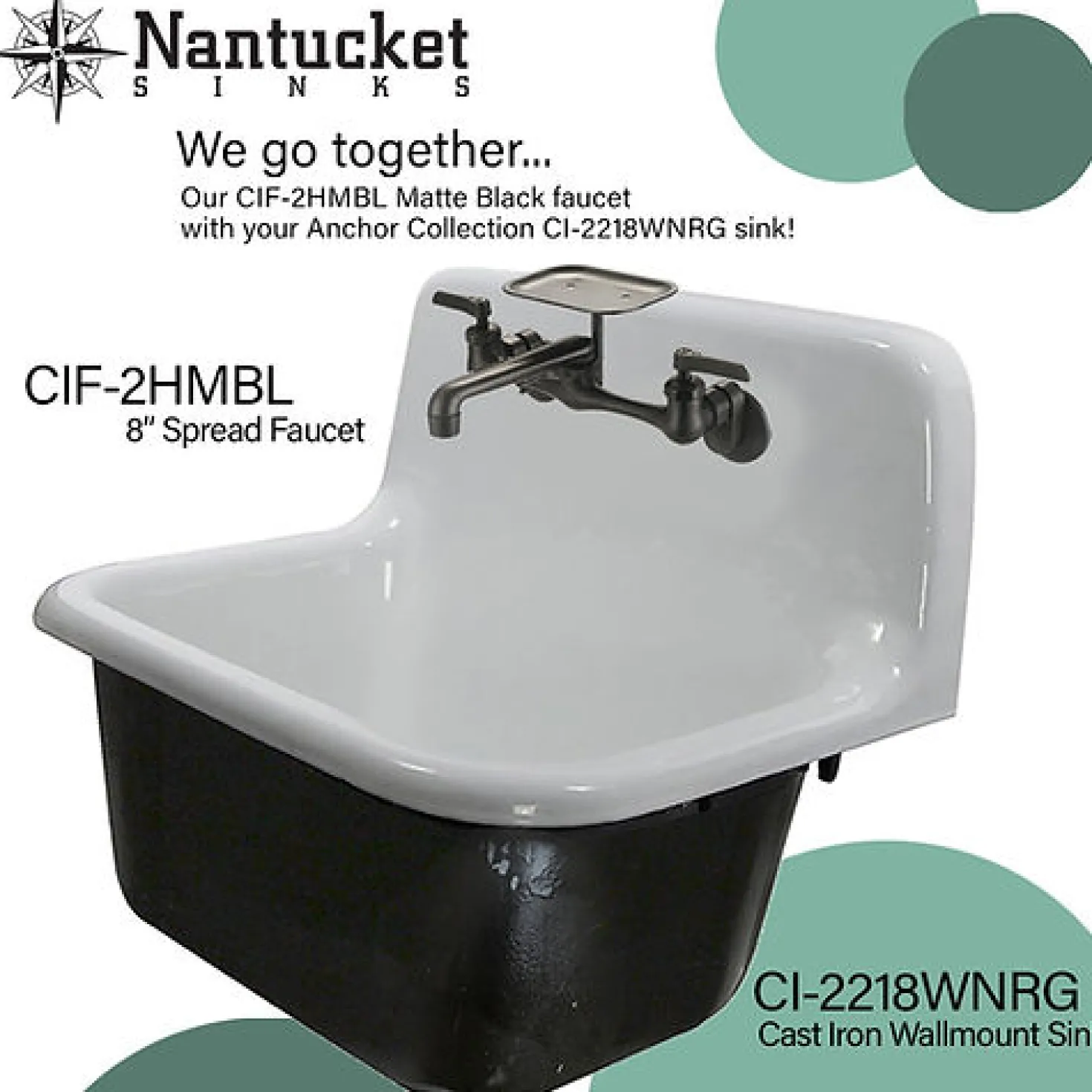 Nantucket Sinks Matte Black Wall Mount Utility Faucet with Soap Dish