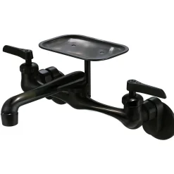Nantucket Sinks Matte Black Wall Mount Utility Faucet with Soap Dish