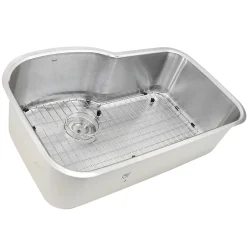 Nantucket Sinks MOBYXL-16 Single Bowl Oblong Undermount Stainless Steel Kitchen Sink, 16 Gauge