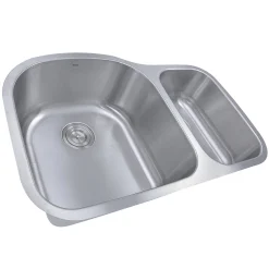 Nantucket Sinks NS3121-16 - 31.5" 70/30 Double Bowl Undermount Stainless Steel Kitchen Sink, 16 Gauge
