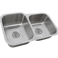 Nantucket Sinks NS6040-18 - 32" 60/40 Double Bowl Undermount Stainless Steel Kitchen Sink, 18 Gauge